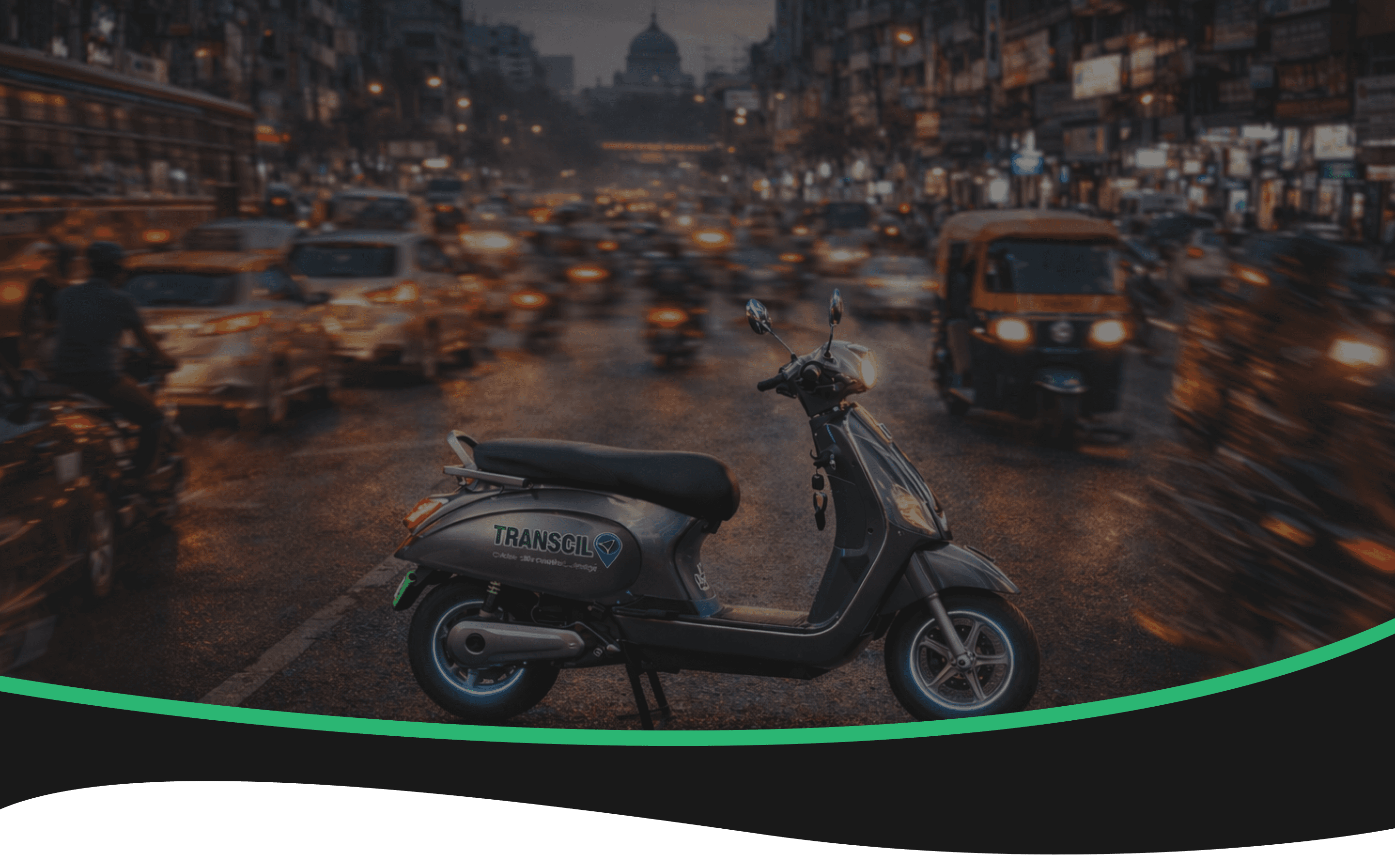 Transcil EV in a busy Indian street
